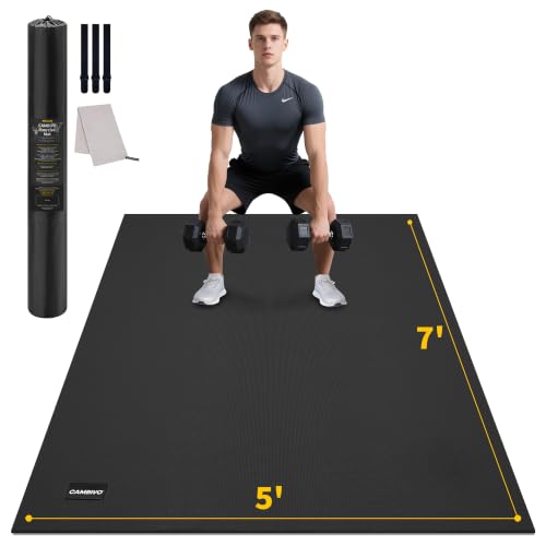 CAMBIVO 8'x6'/7'x5'/6'x4' Large Exercise Mat Workout Mat for Home Gym, 7mm - color: 7'*5' Black