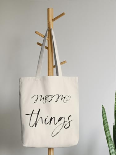 Aesthetic Canvas Tote Bag for Women with Inner Pocket - color: Mom