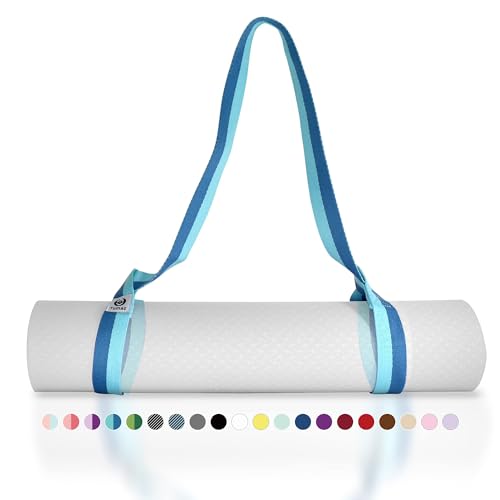 Tumaz Yoga Mat Strap Adjustable Carrier for All Yoga Mats, 2 Sizes | Extra Thick Cotton Blend |16+ colors are available | Fits Most Yoga Mats | Soft Woven Texture | Comfortable Shoulder Carry - color: 03. Blue Match, size: 85 IN