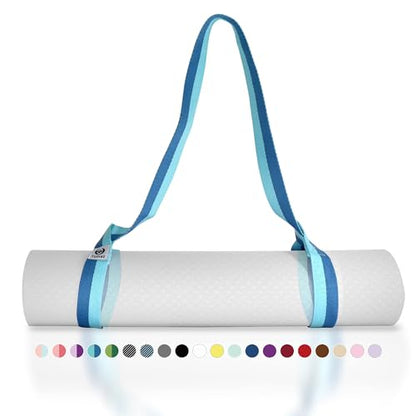 Tumaz Yoga Mat Strap Adjustable Carrier for All Yoga Mats, 2 Sizes - color: 03. Blue Match, size: 85 IN