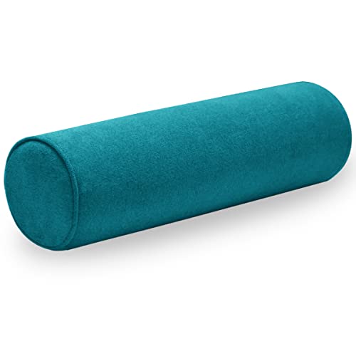 Cylinder Round Memory Foam Support Pillows Cervical Neck Roll Pillow with Pillowcase Soft, Comfortable and Breathable for Sleeping, Chair, Car, Sofa，Travel- Lake Blue24X6 - color: Lake Blue, size: 24x6