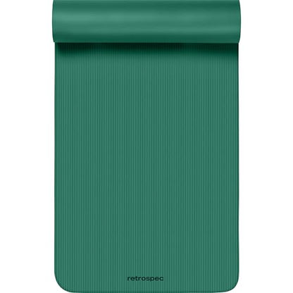 Retrospec Solana Yoga Mat Thick 1/2in Non-Slip Workout Mat with Nylon Strap - 72x24in Exercise Mat for Pilates, Stretching & Fitness - BPA Free, Easy Clean - color: Elm Green