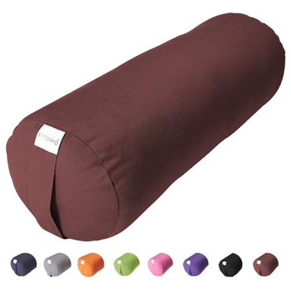 Sol Living Yoga Bolster Pillow for Restorative Yoga, 100% Cotton Meditation Cushion, Extra Firm Support Bolster for Yoga Body Pillow with Removable Washable Cover and Carry Handle