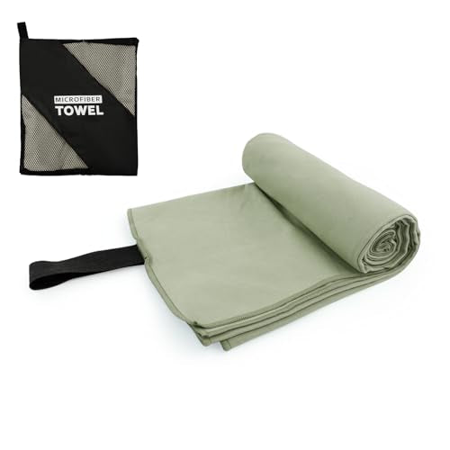 Camping Towel L Size Quick Dry Microfiber Lightweight for Beach Swimming Pool Travel Body Yoga Mat Towels (Army Green, 1 Pack L) - color: Army Green, size: 1 Pack L