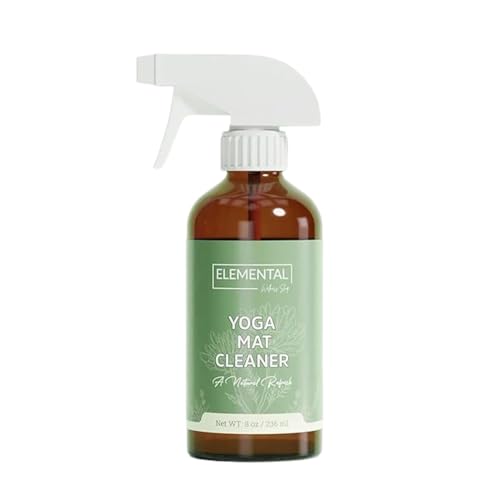 Elemental Wellness Yoga Mat Cleaner Spray – Natural Deodorizer with Essential Oils – Non-Toxic, Fresh Scent – Safe for All Mats, Gym Equipment & Accessories – 8 oz