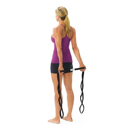 OPTP The Original Stretch Out Strap XL with Exercise Book, Made in the USA | Stretch Out Strap for physical therapy, yoga stretching strap or knee therapy strap, 10 loops, 7'5" long durable woven strap