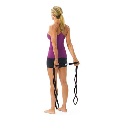 OPTP The Original Stretch Out Strap XL with Exercise Book, Made in the USA | Stretch Out Strap for physical therapy, yoga stretching strap or knee therapy strap, 10 loops, 7'5" long durable woven strap