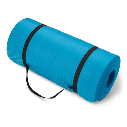 Amazon Basics Extra Thick Exercise Yoga Mat with Carrying Strap - color: Aqua, style: 1-Inch