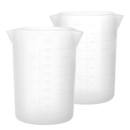 Gartful 450ml Large Silicone Measuring Cups, 15OZ Reusable Squeeze and Pour Resin Cups for Epoxy, Casting Molds, Slime, Craft Art Projects, Cup Making, Waxing, 2 Packs - size: 450ml*2