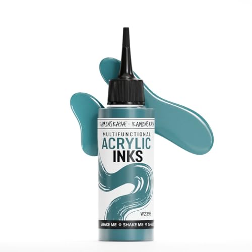 Kamenskaya Acrylic Inks for Artists - 'Dusty Turquoise' Acrylic Ink, 3.38 Fl Oz (100 ml) | Highly Concentrated, Multifunctional Liquid Acrylic Paint - color: Dusty Turquoise