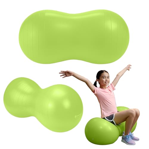Gaiam Kids Peanut Ball Chair, Flexible Seating for Classroom | Active Bounce Seat | Wiggly Kids | Core Engagement | Ball Chair - color: Lime Green