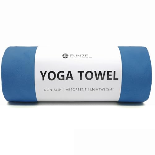 Eunzel Hot Yoga Towel Non Slip Yoga Mat Towel Non-Slip Sweat Absorbent Microfiber Towel for Hot Yoga, Pilates and Workout 72" x 26.5", Navy - color: Navy