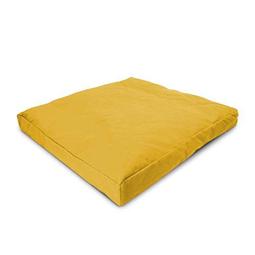 Bean Products Zabuton Meditation Cushion, Cotton Filled Pillow - Saffron | 2 Piece Standard Meditation Cushion, Washable Removable Cover, Comfortable Kneeling Pad, 24x24x2 100% Cotton - Made in USA - color: Lhassa Gold, size: Standard 24x24x2