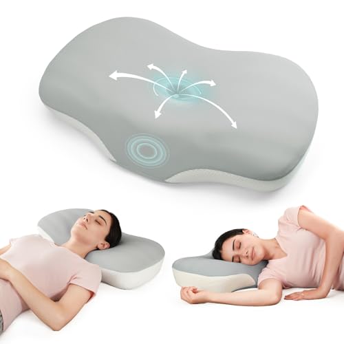 Ergonomic Memory Foam Cervical Pillow for Neck & Shoulder Support | Contour Design, Neck Pain Relief, Breathable Washable Cover, Odorless Orthopedic Pillows for Side Back Stomach Sleepers, Grey - color: Grey, size: Bean