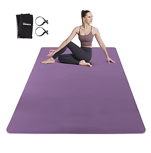 UMINEUX Large Yoga Mat for Men and Women 1/4 & 2/5 Inch Extra Thick TPE Fitness Mat for Home Gym Workout, Non-Slip, Eco Friendly Exercise Mat for Yoga, Pilates, Stretching, Meditation - color: Violet & Prism Pink, size: 72"x48"x1/4"