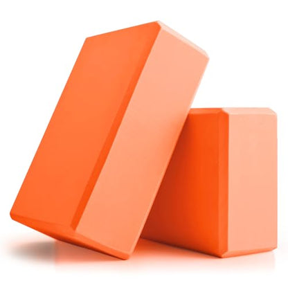 Yoga Blocks 2 Pcs, 9"x6"x3" Yoga Brick Foam Blocks EVA Foam Block Yoga Props Accessories for Yoga Pilates Stretching and Meditation - color: Orange