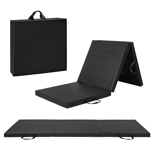 CAP Barbell Folding Exercise Mat – Durable, Anti-Tear, Thick Padding for Fitness, Aerobics, Gymnastics & Home Workouts. 72"L x 24"W x 2"Thick. BLACK