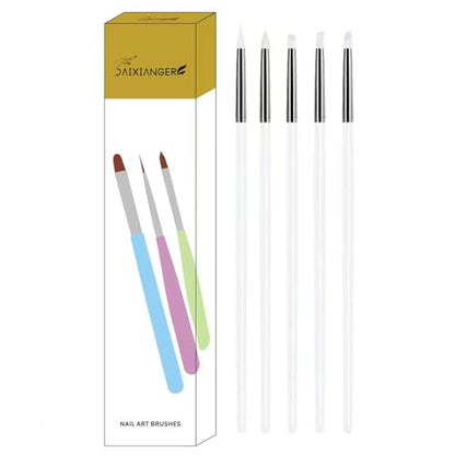 5Pcs Silicone Sculpting Tools for Polymer Clay, Nail Art & Craft DIY | Silicone Shaping Brushes for Clay Modeling, Ceramic, Fondant, Nail Art Design, Detailing and DIY Projects - color: White