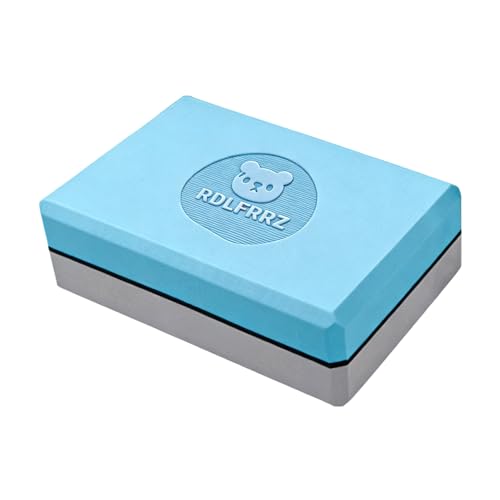 Premium Yoga Blocks - Non-Latex EVA Foam with Non-Slip Grip & Beveled Edges - Multiple Colors Available - Ideal for Yoga, Pilates, Meditation - Boost Stability, Balance and Deep Stretching - color: Blue-Grey