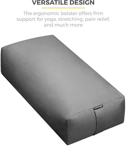 Firm Large Yoga Bolster, 24x12x6in - color: Cool Gray - Zippered Cover, size: 2 Pack