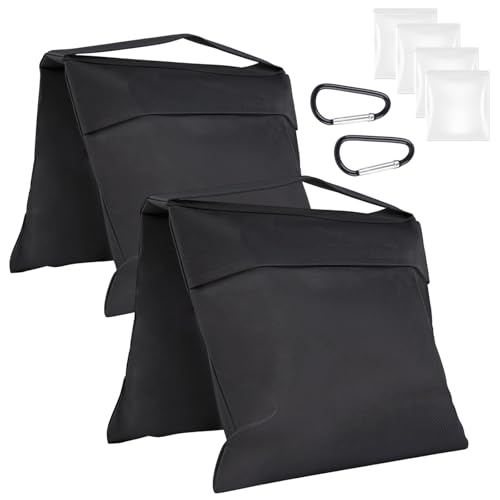 Rindion 2 Pack Sand Bags, Black Sand Bags for Weight, Heavy Duty Sandbags for Umbrella Base, Photography Video Equipment, Light Tripod, Fishing Chair, Sports, Backdrop Stand, Camping, Tent