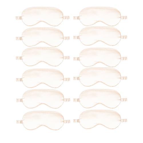 12PACK Silky Sleep Masks Satin Eye Mask Silk Eyes Cover for Sleeping Blackout Eyeshades Soft Blindfold Travel Nap Gifts - color: Champagne