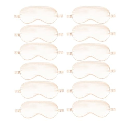 12PACK Silky Sleep Masks Satin Eye Mask Silk Eyes Cover for Sleeping Blackout Eyeshades Soft Blindfold Travel Nap Gifts - color: Champagne