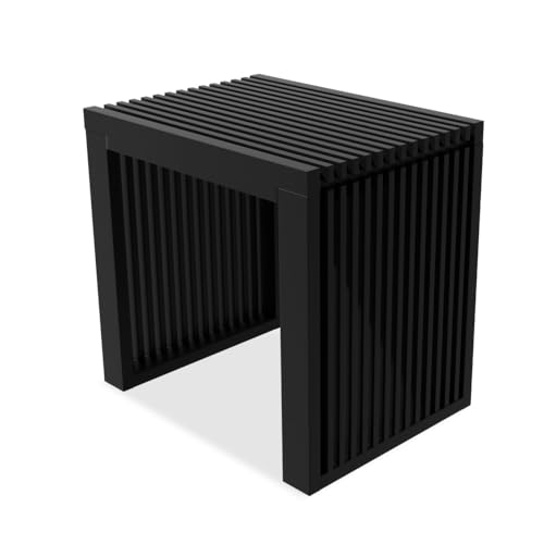 APRTAT Bamboo Dining Bench 17-Inch Indoor Wood Shoe Rack Bench for Entryway | Easy Assemble, Sturdy & Durable,Slatted Design,Versatile Everyday Seating,Living Room Hallway Bedroom Bathroom - color: Black, size: Small