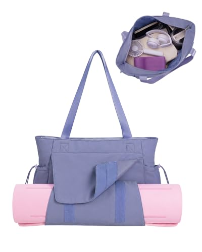 sportsnew Yoga Mat Bag Waterproof Tote Gym Bag Mat Carrier W/Wet Pocket - color: Blue-Gray