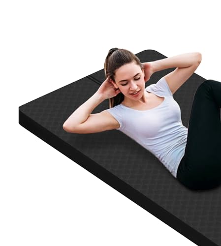 nuveti Large Exercise Mat - 15mm/20mm/30mm Thick Yoga Mat | Workout Mat for Fitness, Yoga, Pilates, Stretching & Floor Exercises for Women & Men with Free Carrying Bag - color: Black, size: 183X80X15MM