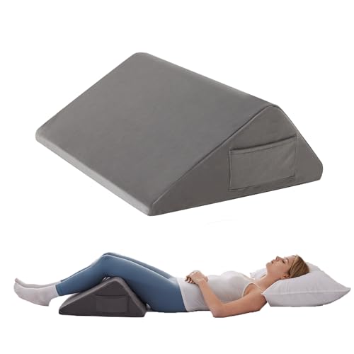 Knee Pillow for Back Sleeping, Leg Pillow Knee Wedge Pillow, Memory Foam Wedge Pillows for Legs After Surgery, Triangle Pillow for Knee Support, Leg Elevation, Knees Hip Back Pain Relief, Short Plush - color: Short Plush, size: 23.6*18.9*7.9 Inch