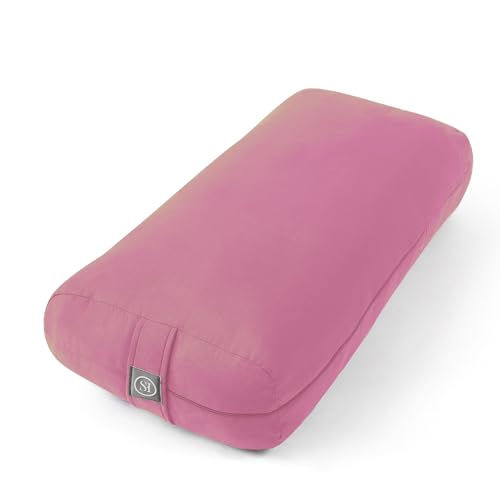 Meditation Cushion Bolster Pillow for Restorative Yoga – Supportive Cushion for Meditation, Pilates, and Relaxation – Filled with Buckwheat Hulls - Removable Cover - color: Lavender, size: Rectangular (Filled with 100% Cotton)
