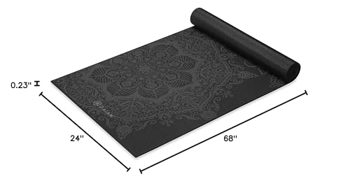 Gaiam Premium Yoga Mat, 6mm Thick Print Mat - color: Midnight Mandala