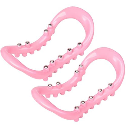 Set of 2 Pilates Yoga Fitness Rings, Pilates Circle Stretch Resistance Training Support Massage, Yoga Equipment Ring with Massage Steel Balls, Training Ring for Pilates, Pink - color: Pink