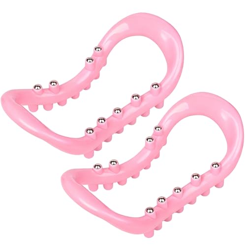 Set of 2 Pilates Yoga Fitness Rings, Pilates Circle Stretch Resistance Training Support Massage, Yoga Equipment Ring with Massage Steel Balls, Training Ring for Pilates, Pink - color: Pink
