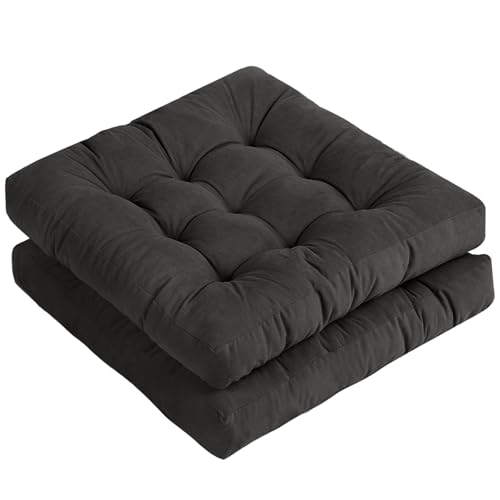 Tiita 22 Inch Square Floor Cushions, Floor Pillow for Sitting,Black - color: Square|black, size: 2 Count (Pack of 1)