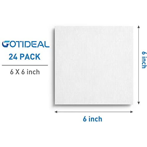 Canvases for Painting, 6x6 inch of 24 Pack, 100% Cotton | Professional Primed White Blank Flat Canvas Panels, Artist Canvas Boards for Acrylics Painting, Oil Watercolor Tempera - size: 6"x6"