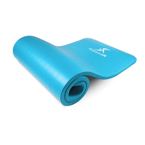ProsourceFit Extra Thick Yoga and Pilates Mat 1/2” (13mm) or 1" (25mm), 71-inch Long High Density Exercise Mat with Comfort Foam and Carrying Strap - color: Aqua, size: 1"