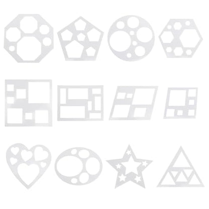12 Pcs Mini Drawing Stencil Geometric Stencils Circle Square Heart Star Template Set for Painting Basic Shape Tracing Simple Drawing Stencils for Classroom Painting DIY Craft (3x3 Inches) - size: Mini