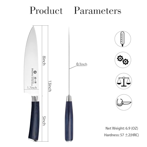 imarku 8 Inch Japanese High Carbon Gyutou Chef Knife, Blue Pakkawood Handle | Stainless Steel Blade, Daily Home Cooking Prep, Ultra Sharp Professional Kitchen Knife, Premium Gift for Men and Women - color: Blue