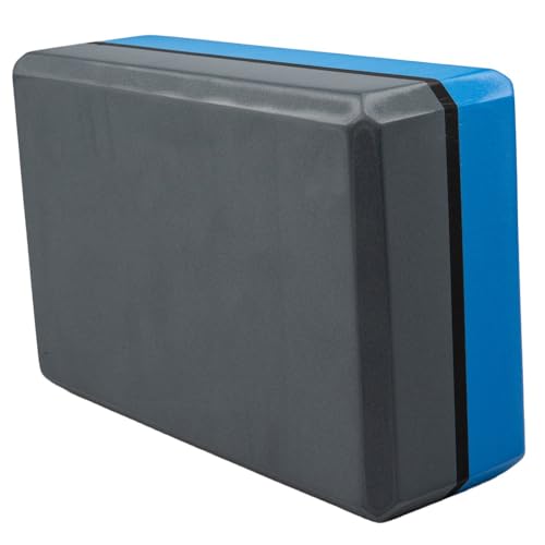 Golberg Foam Yoga Block – For Fitness, High Intensity Support and Improving Strength or Flexibility Pink/Green/Dark Green/Purple/Blue – 1/2/4 Pack - color: 1 Pack - Blue/Gray Split
