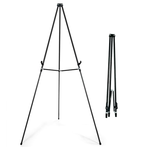 70" Adjustable Aluminum Display Easel Stand, Holds 20 lbs | Versatile Tripod Easel for Artistic Presentations, Lightweight and Sturdy for Art Shows, Exhibitions, and Studios - style: 1 Pack