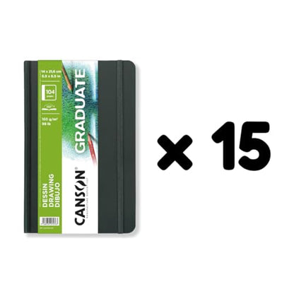 Canson Graduate Drawing Paper Hard Cover Art Journal for Pencil, Ink, Pen, and Marker Illustration, 5.5" x 8.5", 98 lb. (160gsm), 52 Sheets/Sketch Book, Case of 15 Sketch Books, 780 Sheets Total - size: 5.5x8.5 (Pack of 15)