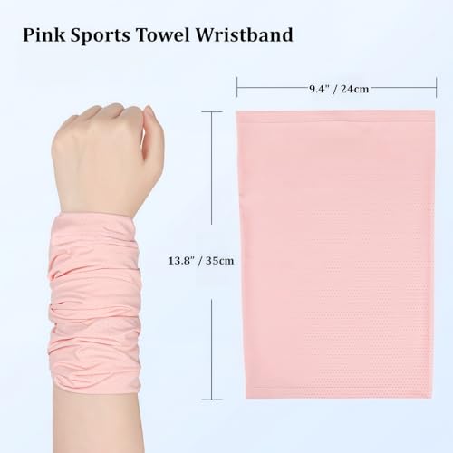 Cooling Sports Towel Wristband, Neck Gaiter Face Cover, Ice Silk Fabric for Instant Cooling & Sweat Absorption 2pcs - color: Pink