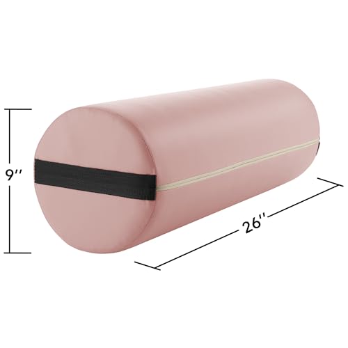 Saloniture Jumbo Round Massage Table Bolster Pillow Pad - 26 x 9 Inch - Pink - color: Pink