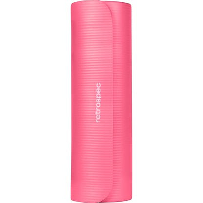 Retrospec Solana Yoga Mat Thick 1/2in Non-Slip Workout Mat with Nylon Strap - 72x24in Exercise Mat for Pilates, Stretching & Fitness - BPA Free, Easy Clean - color: Pink Dahlia
