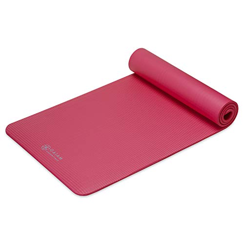 Gaiam Thick Yoga Mat, Exercise & Fitness Mat with Easy-Cinch Carrying Strap - color: Pink, size: 2/5" (10MM)