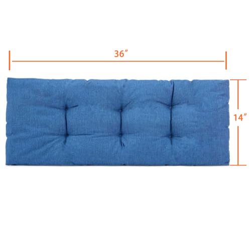 Non-Slip Tufted Bench Cushion - Thick & Durable Foam Seat Pad for Indoor Outdoor Furniture, Piano Bench, Porch Swing, Chair Cushion (Blue, 36x14 Inch (Pack of 1)) - color: Blue, size: 36x14 Inch (Pack of 1)