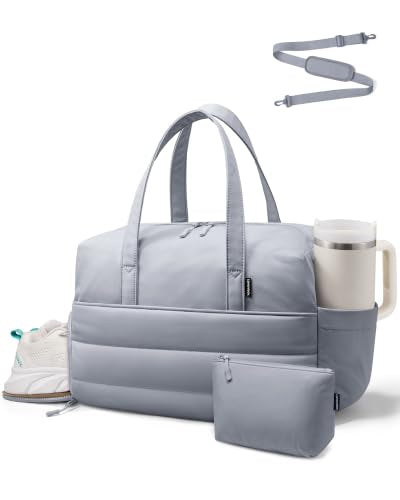LOVEVOOK Small Gym Bag for Women with Tumbler Holder & Shoe Compartment - color: Grey, size: Small-17"