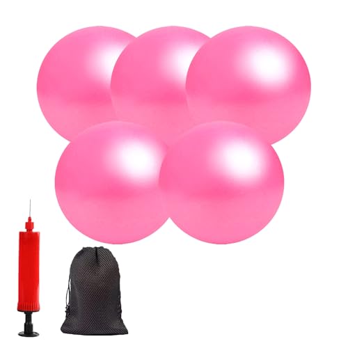 Mini Yoga Balls 6 Inch Exercise Pilates Therapy Balance Micropore Ball Barre Equipment for Home Stability Training Physical Core Training with Pump - color: Pink-5PCS, size: 6 Inch